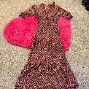 Max Studio Red and Black Patterned Maxi Dress